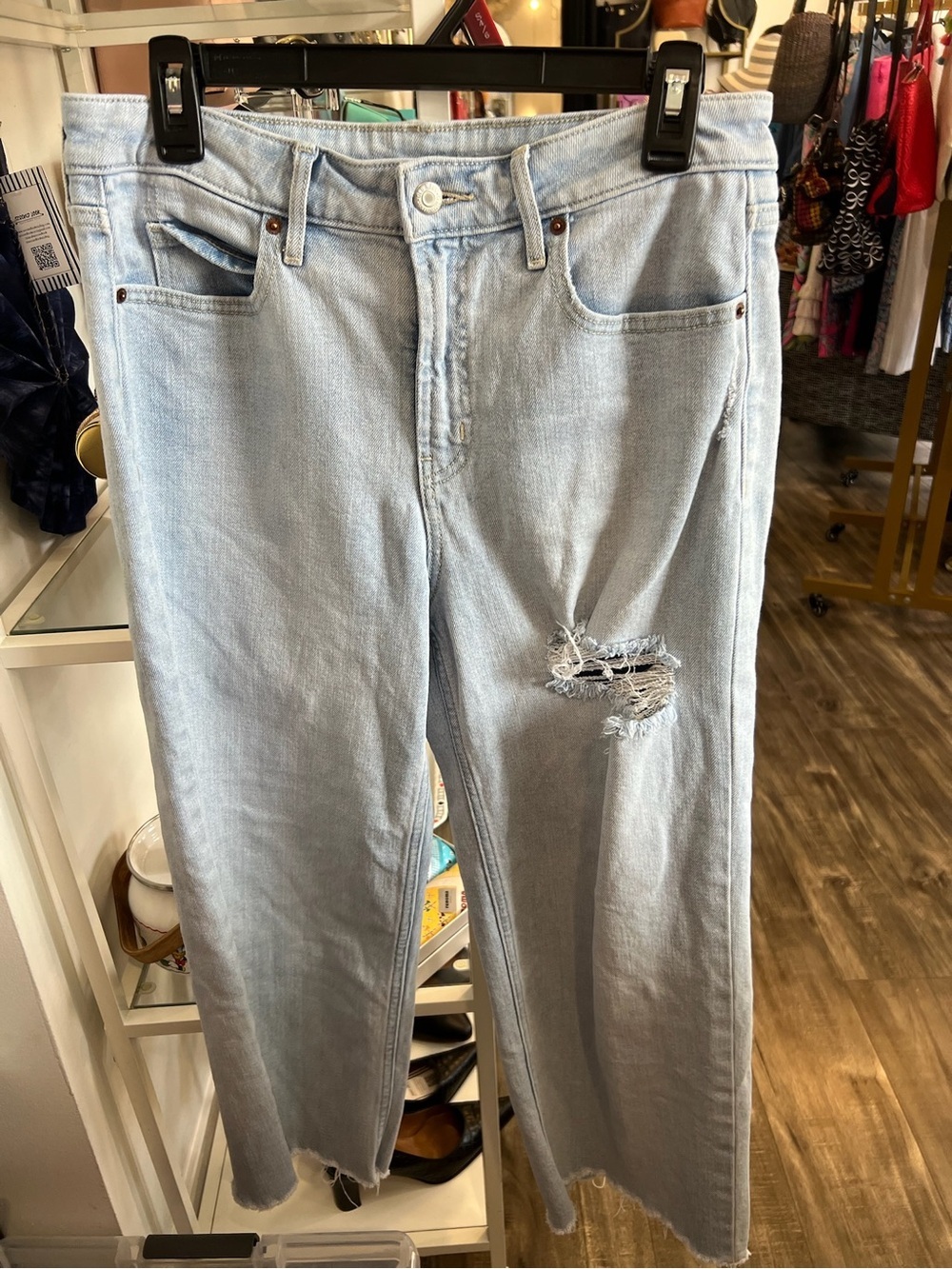 Old Navy Light Wash Distressed Straight-Leg Jeans
